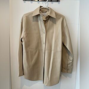 Babaton Tan Faux Pelli Leather Shirt Jacket